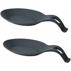 2pcs Silicone Spoon Rest Multipurpose Kitchen Holder Spoon Rest Spoon Rest Spoon Rest Spoon Rest Kitchen Utensil Holder Spoon Rest Spoon Tray For Kitchen Home Restaurant (Black)