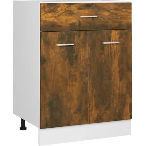 Drawer Bottom Cabinet Smoked Oak 60x46x81.5 Cm Engineered Wood VidaXL
