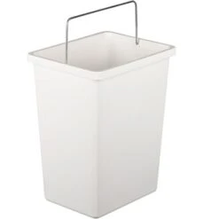 PrimeMatik - White Plastic Trash Can For Recycling