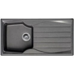 Astracast Sierra 1.0 Bowl Reversible Graphite Kitchen Sink With Basket Waste Kit