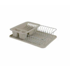 Large Taupe Chrome Dish Drainer