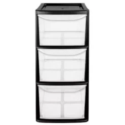 3 Drawer Small Tower Storage Unit – Black