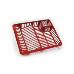 LARGE PLASTIC DISH DRAINER - PLATE AND RACK HOLDER - KITCHEN - GLITTER RED