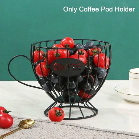 Coffee Pod Holder, Coffee Creamer Box, Coffee Organizer, Multiple Storage Baskets For Kitchen Espresso, Coffee Table Countertop, Bar (Black) - Image 2
