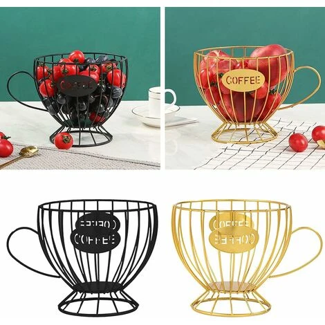 Coffee Pod Holder, Coffee Creamer Box, Coffee Organizer, Multiple Storage Baskets For Kitchen Espresso, Coffee Table Countertop, Bar (Black) - Image 4