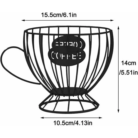 Coffee Pod Holder, Coffee Creamer Box, Coffee Organizer, Multiple Storage Baskets For Kitchen Espresso, Coffee Table Countertop, Bar (Black) - Image 5