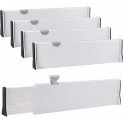 Set Of 4 Expandable Kitchen Drawer Dividers 37.8 - 54 CM Plastic Adjustable Kitchen Drawer Organiser, Kitchen Drawer Dividers For Cutlery, Dresser, Desk