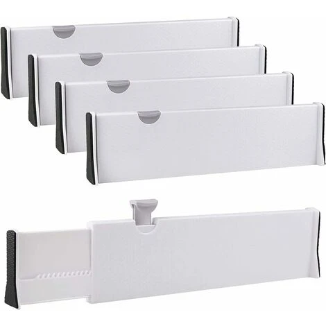 Set Of 4 Expandable Kitchen Drawer Dividers 37.8 - 54 CM Plastic Adjustable Kitchen Drawer Organiser, Kitchen Drawer Dividers For Cutlery, Dresser, Desk