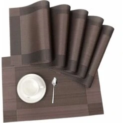 Placemat, Placemat Set Of 4 Non-slip Washable PVC Wear-resistant Heat-resistant Placemats For Home Restaurant Dining Table