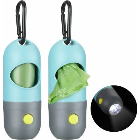2 Pieces Dog Poop Waste Bag Holder Dispenser With LED Flashlight And 2 Rolls Dog Poop Waste Bags Leak-Proof Dog Waste Bags