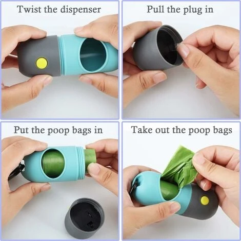 2 Pieces Dog Poop Waste Bag Holder Dispenser With LED Flashlight And 2 Rolls Dog Poop Waste Bags Leak-Proof Dog Waste Bags - Image 3