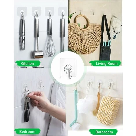 Wall Adhesive, Adhesive Pack 9,s Adhesives Maximum Load 8kg, Wall Adhesive For Hanging Keys, Corks, Kitchen Utensils, Towels And More - Image 4