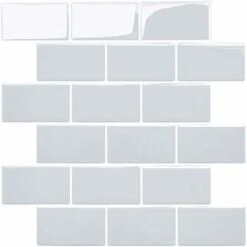Tile Stickers For Kitchen Bathroom, Backsplash Adhesive Kitchen Grey, Waterproof Tile Adhesive Decorative Wall Sticker Tiles 4 Pieces