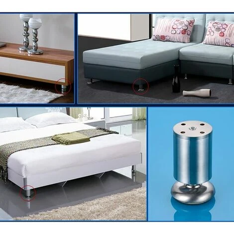 4x Furniture Feet Stainless Steel Kitchen Cabinet Round Feet 50 X 80mm Rubber Mat Safe And Quiet - Image 3
