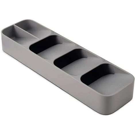 Compact Cutlery Organizer Kitchen Drawer Tray, Small, Gray - Image 2