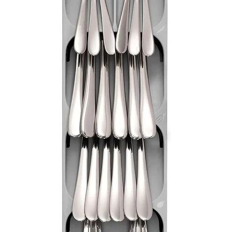 Compact Cutlery Organizer Kitchen Drawer Tray, Small, Gray - Image 4