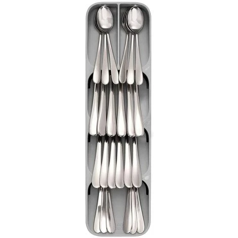 Compact Cutlery Organizer Kitchen Drawer Tray, Small, Gray - Image 5