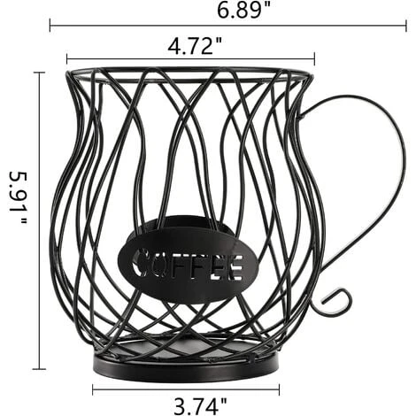 Coffee Pod Holder And Organizer Mug, Large Capacity K Cup Coffee Capsule Basket For Counter Coffee Table Bar, Metal Espresso Pod Keeper Storage F