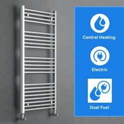 600 X 800mm Straight Chrome Heated Towel Rail Ladder Radiator