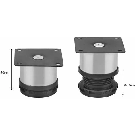 8 Adjustable Stainless Steel Furniture Legs,Adjustable 50mm Height Thicken Cabinet Legs Table Legs Furniture Legs,Brushed Stainless Steel,Adjustable Height 0-15mm - Image 3