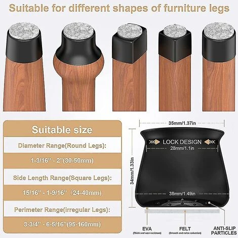 Chair Leg Protectors, 24 Pieces For Hardwood Floors. Silicone Chair Leg - Image 2