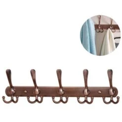 Coat Rack Wall Mounted Long,5 Tri Hooks For Hanging Coats, Coat Hooks Wall Mounted,Wall Coat Hanger,Hook Rack For Clothes,Jacket,Hats