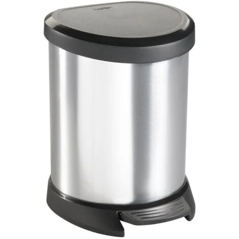 Pedal Bin Deco Oval 5L Silver Curver