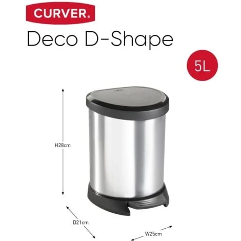 Pedal Bin Deco Oval 5L Silver Curver - Image 2