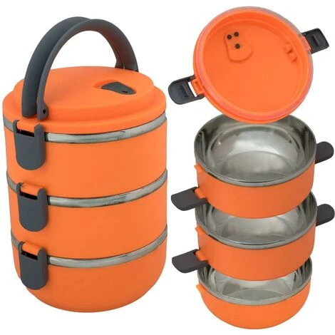 3 Layer Tier Stainless Steel Portable Stackable Lunch BPA Free Bento Food Box - Image 3