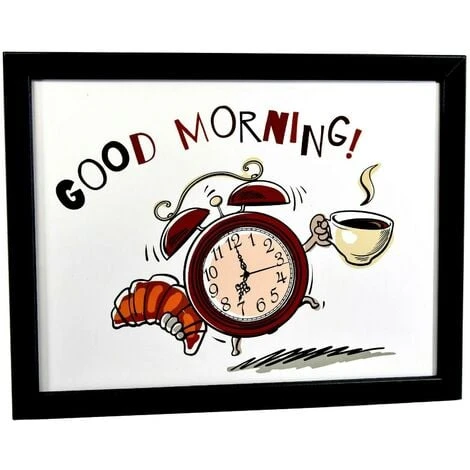 Large Wooden Soft Padded Cushioned Bean Bag Lap Dinner Laptop Food TV Tray (Good Morning) - Image 2