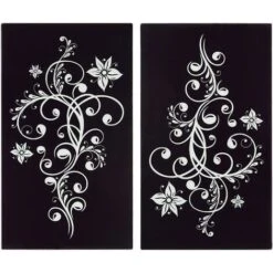 Set Of 2 Black Glass Chopping Board Induction Ceramic Hob Cover Worktop Saver