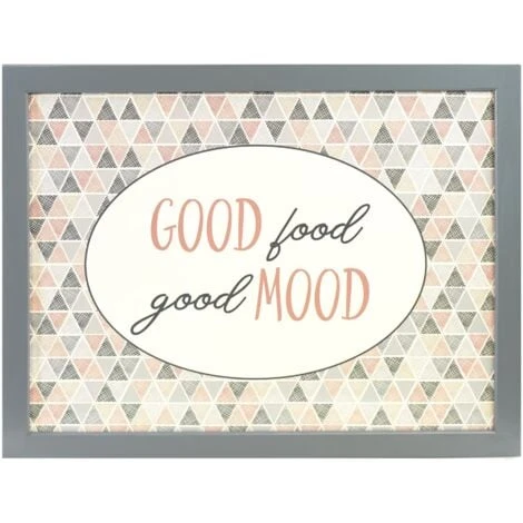 Large Wooden Soft Padded Cushioned Bean Bag Lap Dinner Laptop Food TV Tray (Good Food Good Mood) - Image 2