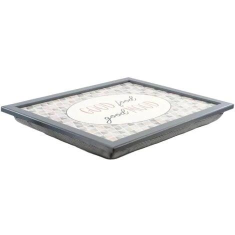 Large Wooden Soft Padded Cushioned Bean Bag Lap Dinner Laptop Food TV Tray (Good Food Good Mood) - Image 4