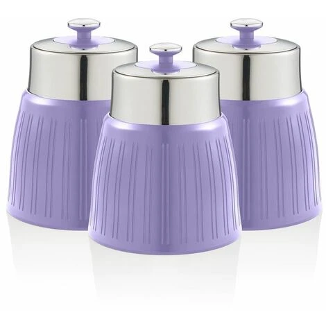 Swan Retro Set Of 3 Canisters Purple