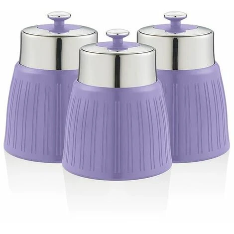 Swan Retro Set Of 3 Canisters Purple - Image 2
