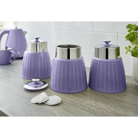 Swan Retro Set Of 3 Canisters Purple - Image 3