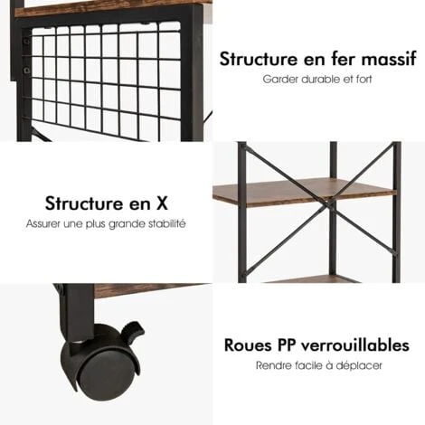 4-Tier Kitchen Baker¡¯s Rack Industrial Utility Storage Shelf Microwave Stand - Image 2