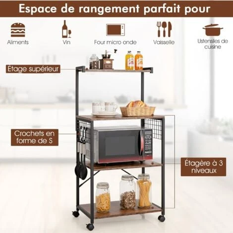 4-Tier Kitchen Baker¡¯s Rack Industrial Utility Storage Shelf Microwave Stand - Image 4