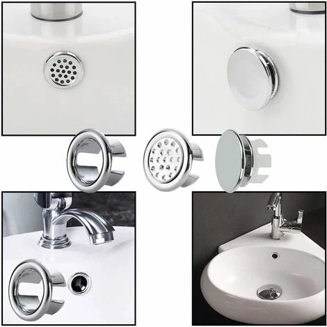 Sink Overflow Ring, 40 Pieces Round Sink Overflow Rings Overflow Stopper 3 Style Replacement Sink Overflow Cover For Bathtub Basin Bathroom Kitchen - Image 5