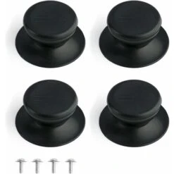 4 Pieces Lid Knob, Universal Kitchen Replacement Handle, Black