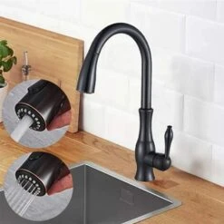 Kitchen Sink Tap With Pull Out Spray Oil Rubbed Bronze Dual Modes Spout Stream And Sprayer Single Lever Kitchen Tall Mixer Tap UK Standard Hardware