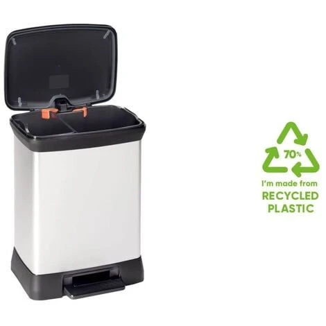 Duo Pedal Bin Deco 10L+18L Silver Curver