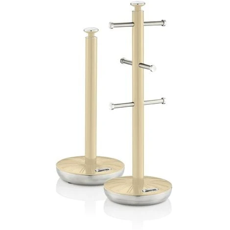 Swan Towel Pole And Mug Tree Set Cream