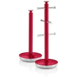 Swan Towel Pole And Mug Tree Set Red