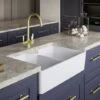 Belfast Sinks Composite Deep Large Double Bowl Kitchen Sink White Waste 800mm