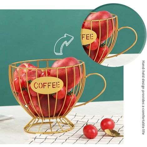 GDRHVFD Coffee Pod Holder, Metal Coffee Creamer Container, Multiple Espresso Storage Baskets And Kitchen Countertop, Coffee Table (Gold) Kitchen Shelves - Image 3