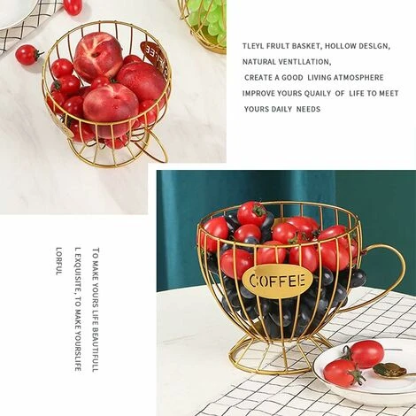 GDRHVFD Coffee Pod Holder, Metal Coffee Creamer Container, Multiple Espresso Storage Baskets And Kitchen Countertop, Coffee Table (Gold) Kitchen Shelves - Image 4