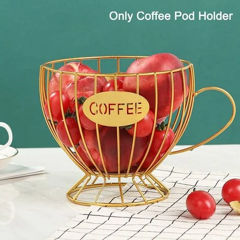 GDRHVFD Coffee Pod Holder, Metal Coffee Creamer Container, Multiple Espresso Storage Baskets And Kitchen Countertop, Coffee Table (Gold) Kitchen Shelves - Image 5