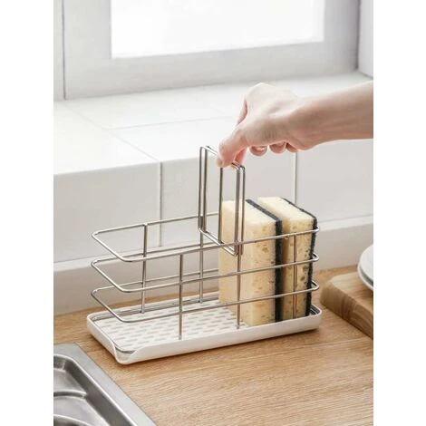 Multifunctional 304 Stainless Steel Kitchen Sink Sponge Holder Sink Organizer Dish Drainer Tray Soap Dish Adjustable Hanging Board - Image 2