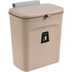 9L Hanging Kitchen Trash Bin With Lid For Closet/Bathroom/Bedroom/Office/Camping/Toilet Wall Mounted Brown